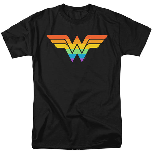 Justice League Wonder Woman Rainbow Mens T Shirt Black