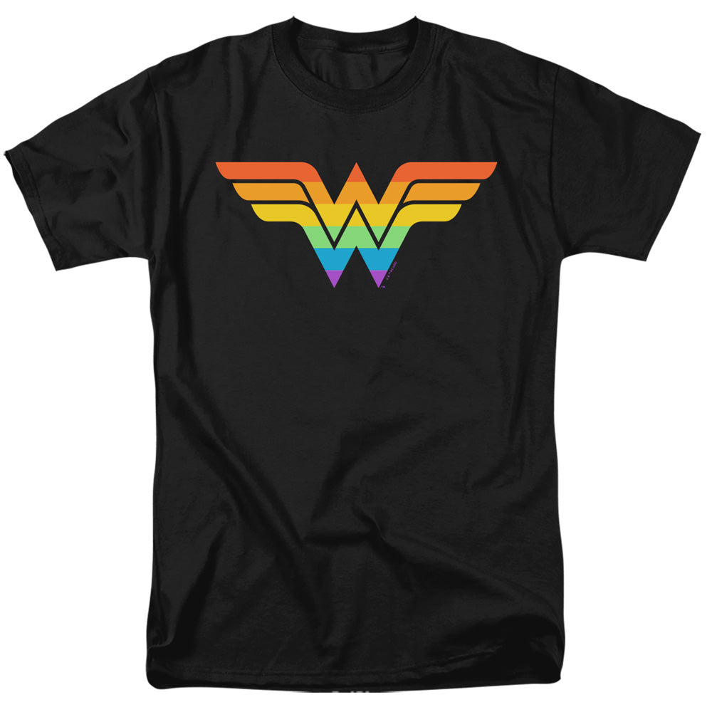 Justice League Wonder Woman Rainbow Mens T Shirt Black