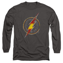 Load image into Gallery viewer, Justice League Flash Busted Logo Mens Long Sleeve Shirt Charcoal Officially Licensed
