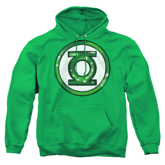 Justice League Green Lantern Airbrush Logo Mens Hoodie Kelly Green