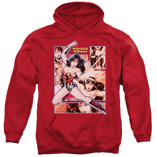 Justice League Wonder Woman Panels Mens Hoodie Red