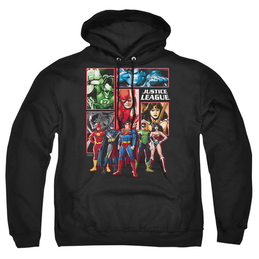 Justice League Of America Justice League Panels Mens Hoodie Black