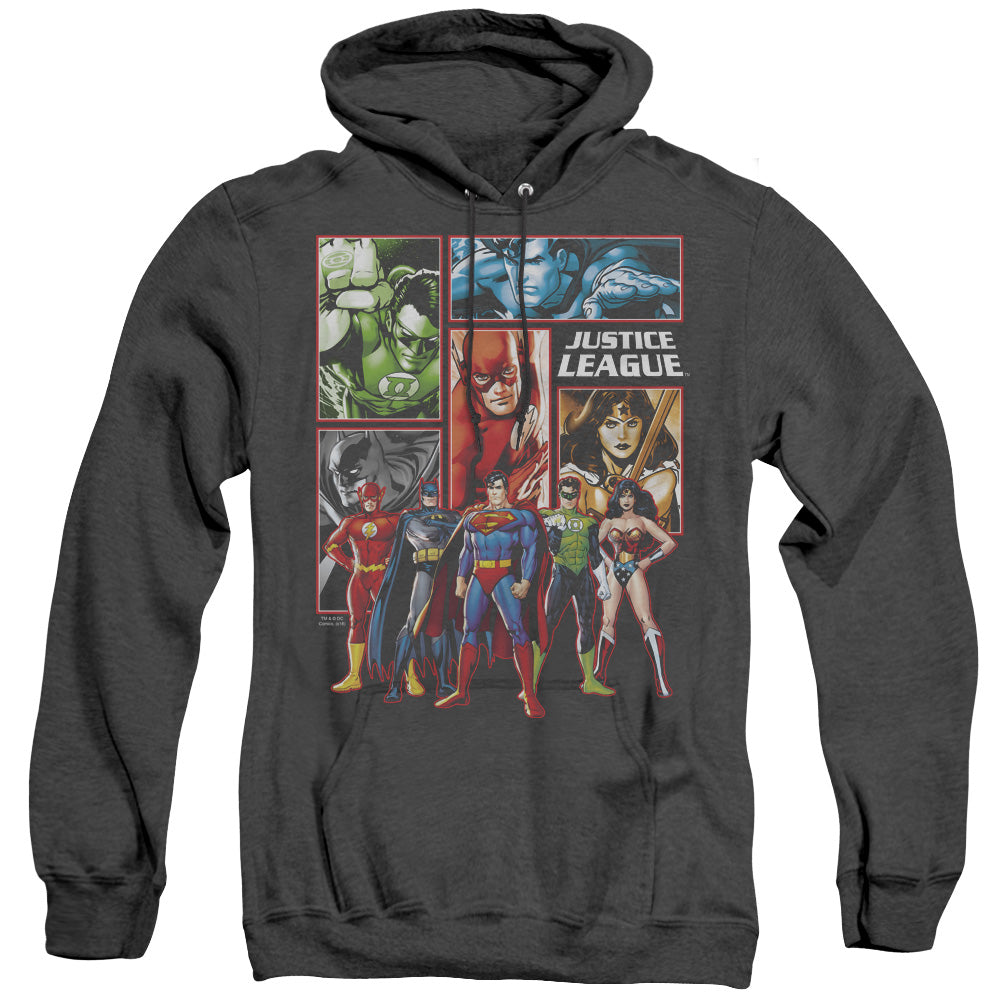 Justice League Of America Justice League Panels Heather Mens Hoodie Black