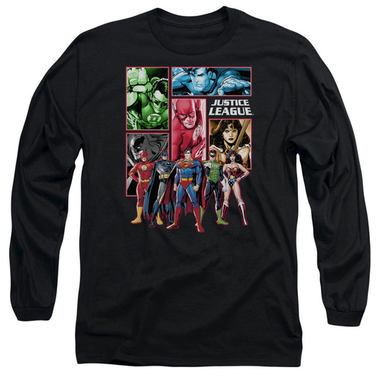 Justice League Justice League Panels Mens Long Sleeve Shirt Black