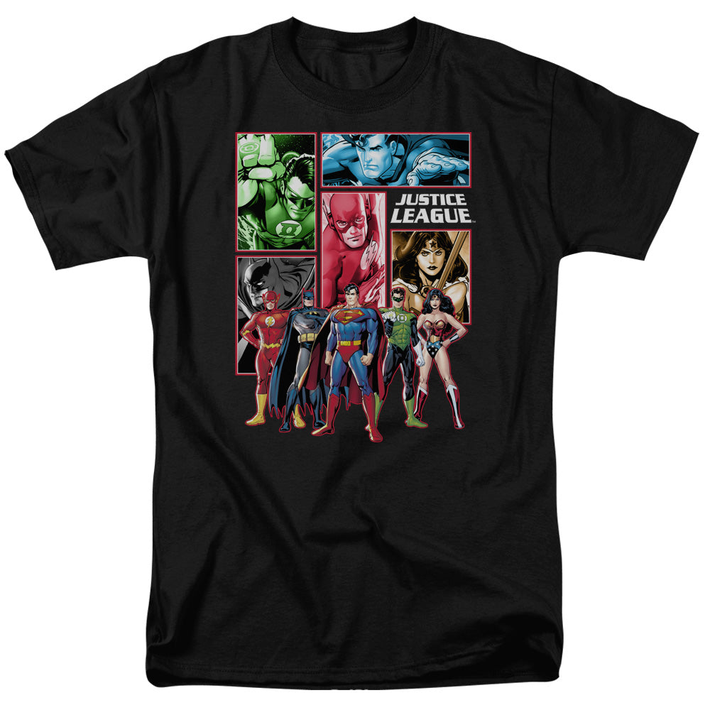 Justice League Of America Justice League Panels Mens T Shirt Black