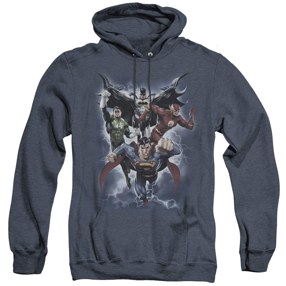 Justice League Of America The Coming Storm Heather Mens Hoodie Navy