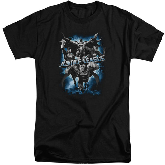 Justice League Justice Storm Mens Tall T Shirt Black
