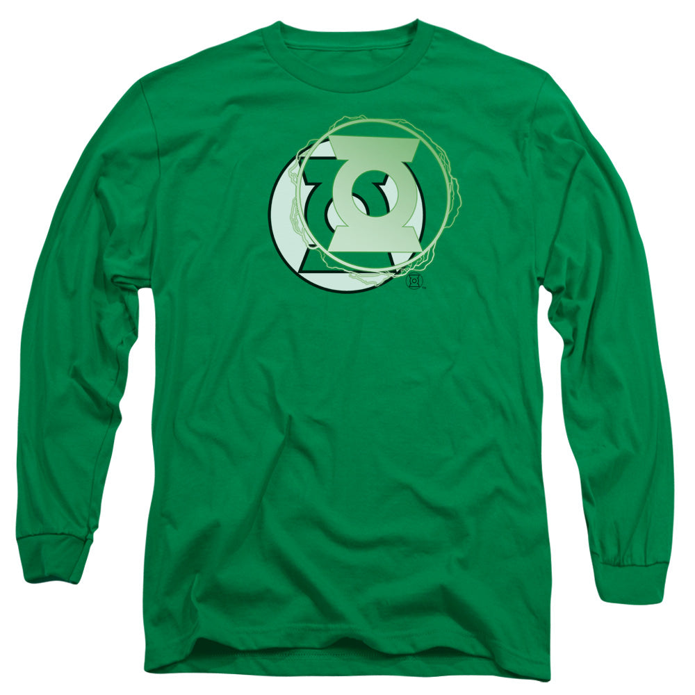 Justice League Gl Energy Logo Mens Long Sleeve Shirt Kelly Green