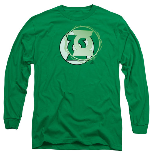 Justice League Gl Energy Logo Mens Long Sleeve Shirt Kelly Green