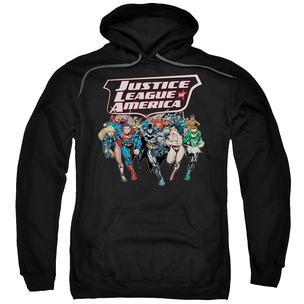 Justice League Charging Justice Mens Hoodie Black