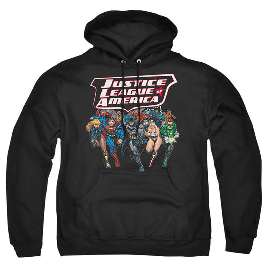 Justice League Of America Charging Justice Mens Hoodie Black