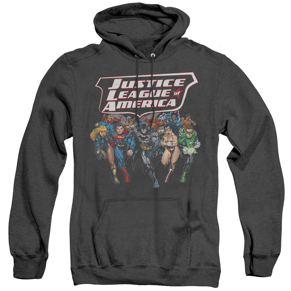 Justice League Of America Charging Justice Heather Mens Hoodie Black