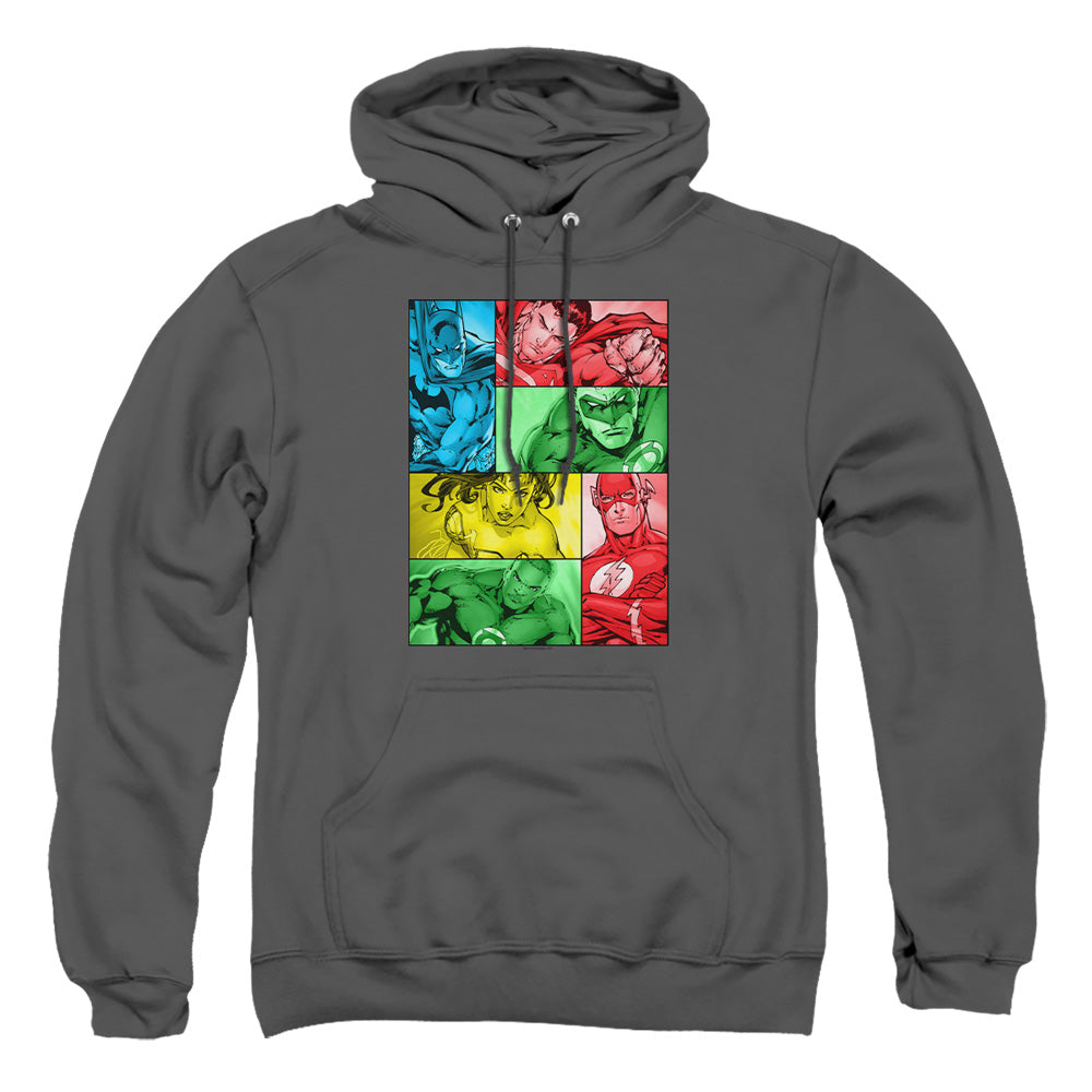 Justice League Of America Hero Boxes Mens Hoodie Charcoal