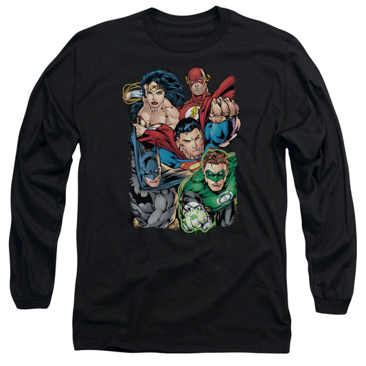Justice League Break Free Mens Long Sleeve Shirt Black
