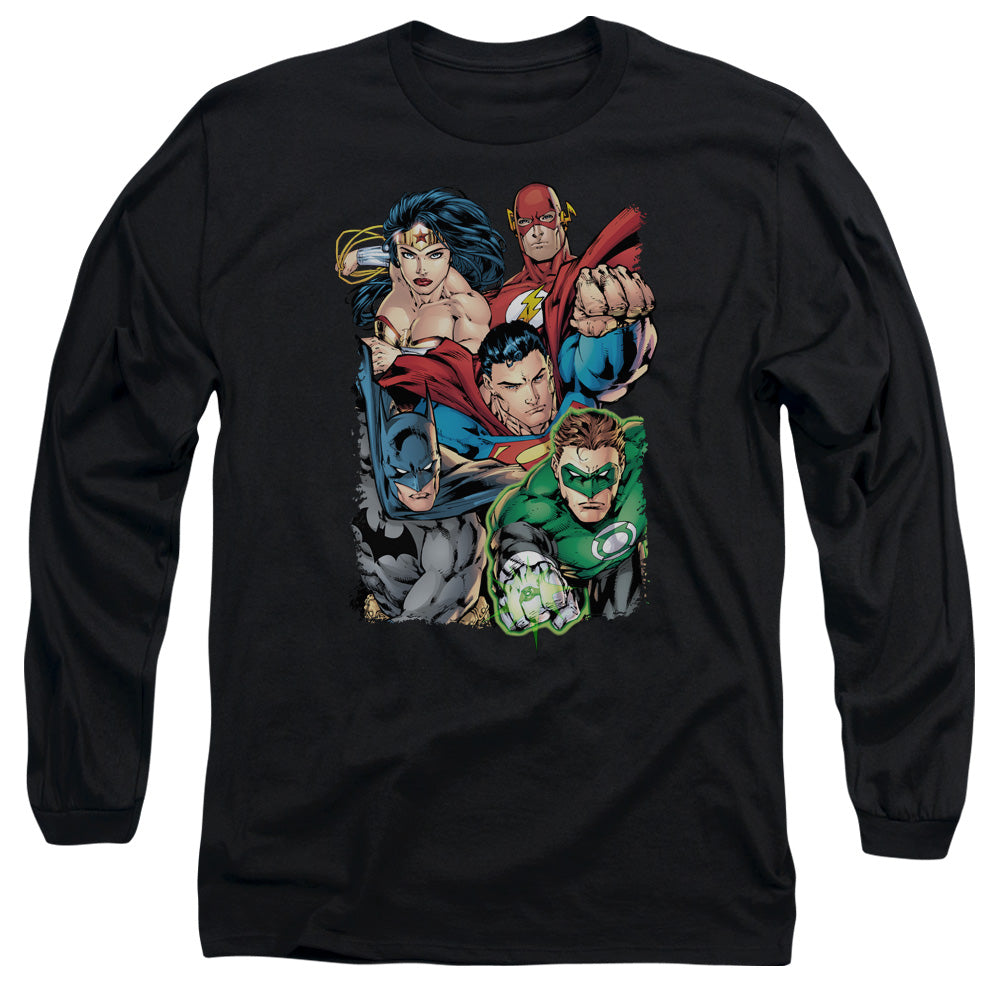 Jla Break Free Mens Long Sleeve Shirt Black Officially Licensed