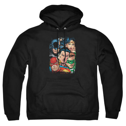 Justice League Of America Up Close And Personal Mens Hoodie Black