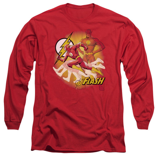 Jla Lightning Fast Mens Long Sleeve Shirt Red Officially Licensed