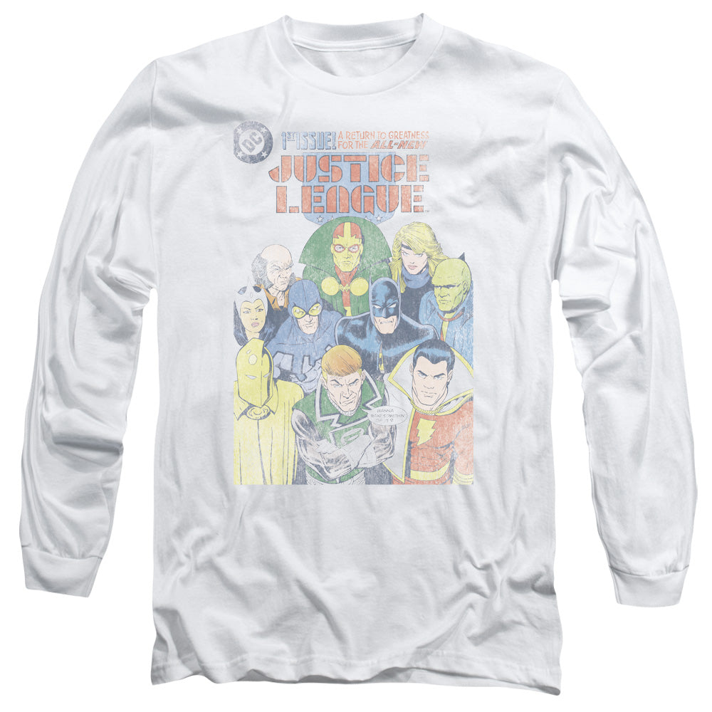 Jla Justice League #1 Cover Mens Long Sleeve Shirt White Officially Licensed