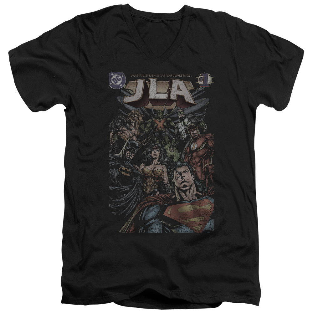 Justice League #1 Cover Mens Slim Fit V-Neck T Shirt Black