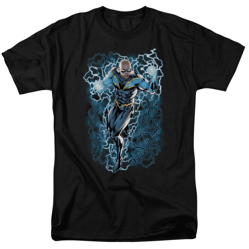 Justice League Of America Black Lightning Bolts Mens T Shirt Black