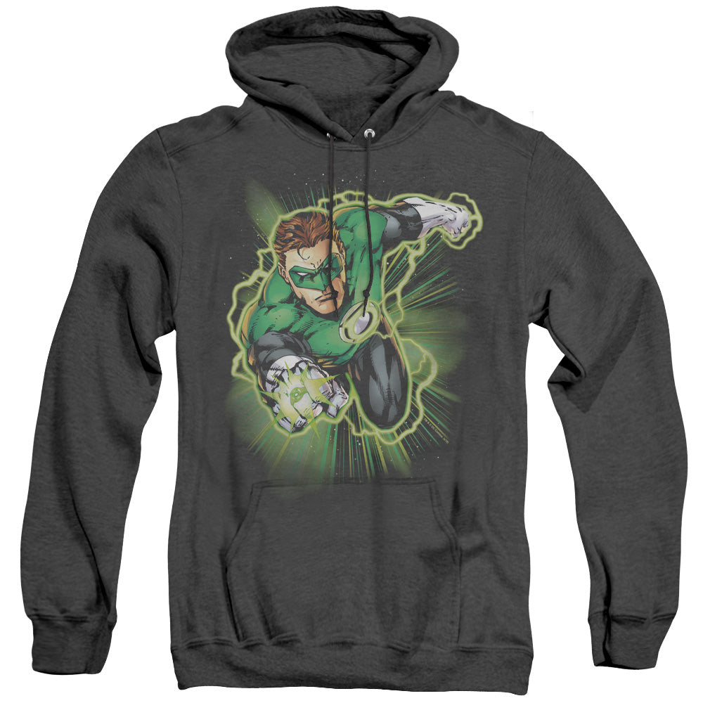 Justice League Of America Green Lantern Energy Heather Mens Hoodie Black