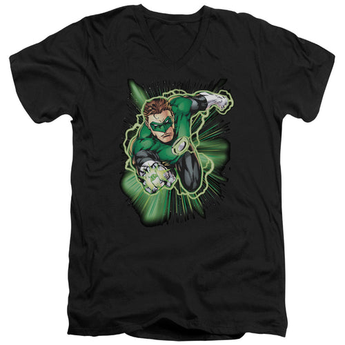 Justice League Green Lantern Energy Mens Slim Fit V-Neck T Shirt Black