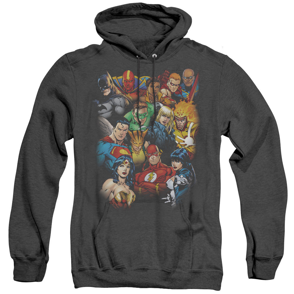 Justice League Of America The Leagues All Here Heather Mens Hoodie Black