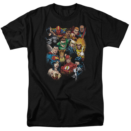 Justice League the Leagues All Here Mens T Shirt Black
