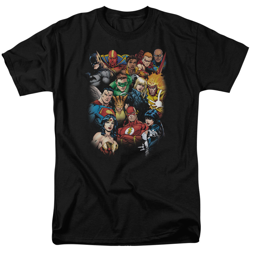 Justice League the Leagues All Here Mens T Shirt Black