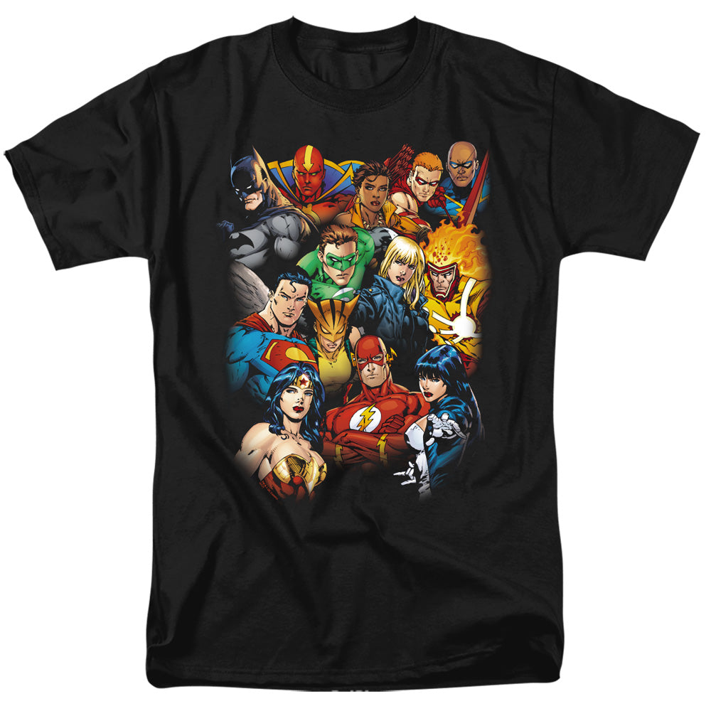 Justice League Of America The League'S All Here Mens T Shirt Black