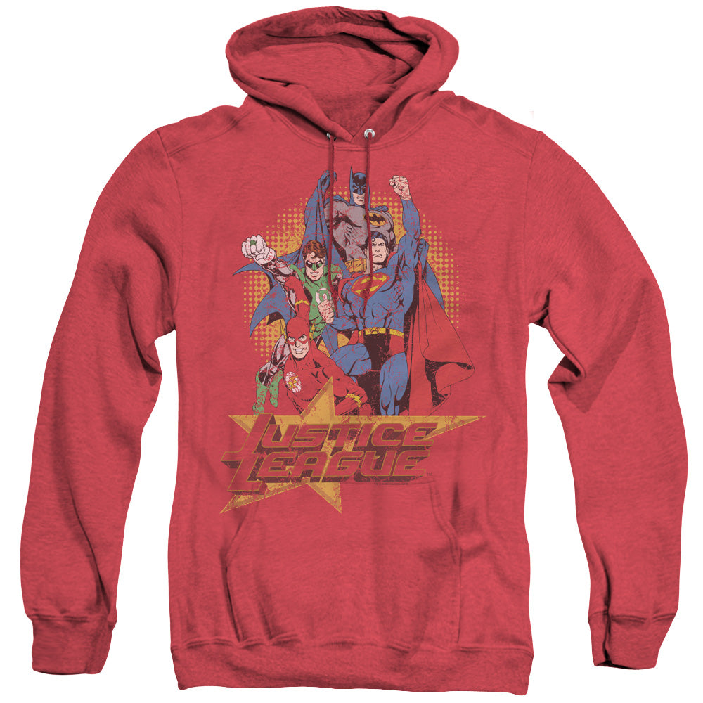Justice League Of America Raise Your Fist Heather Mens Hoodie Red