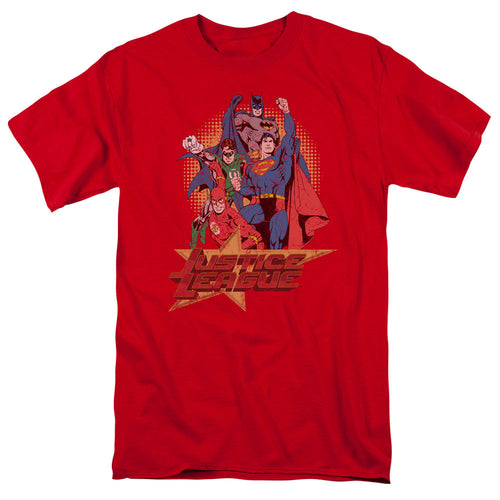 Justice League Raise Your Fist Mens T Shirt Red