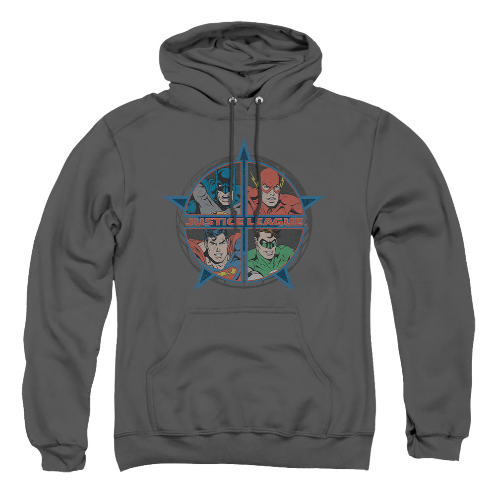 Justice League Of America Four Heroes Mens Hoodie Charcoal