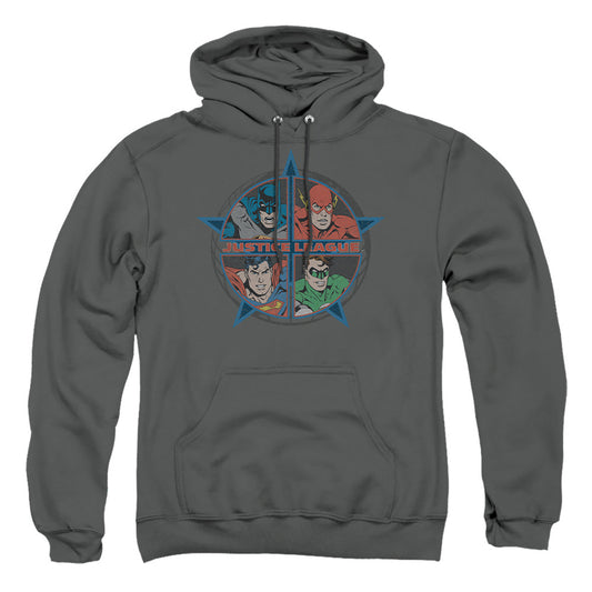 Justice League Of America Four Heroes Mens Hoodie Charcoal