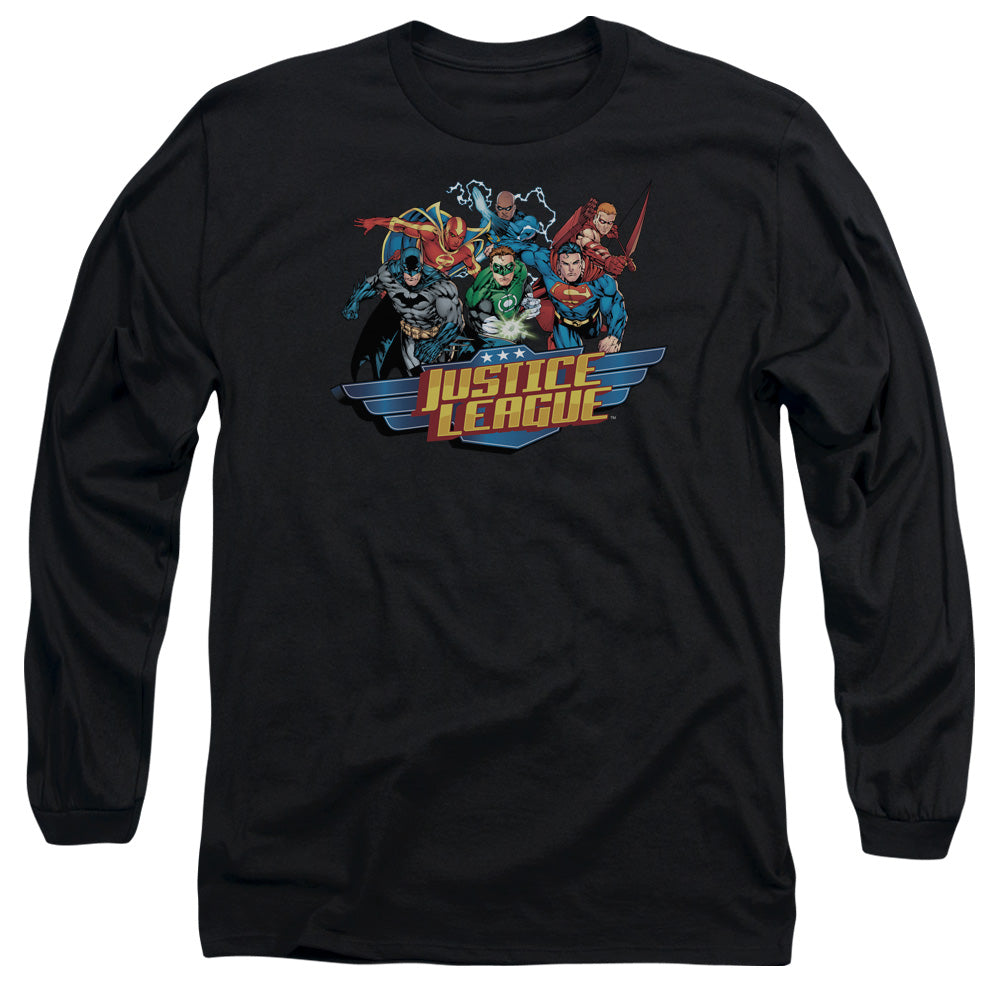 Justice League Ready to Fight Mens Long Sleeve Shirt Black