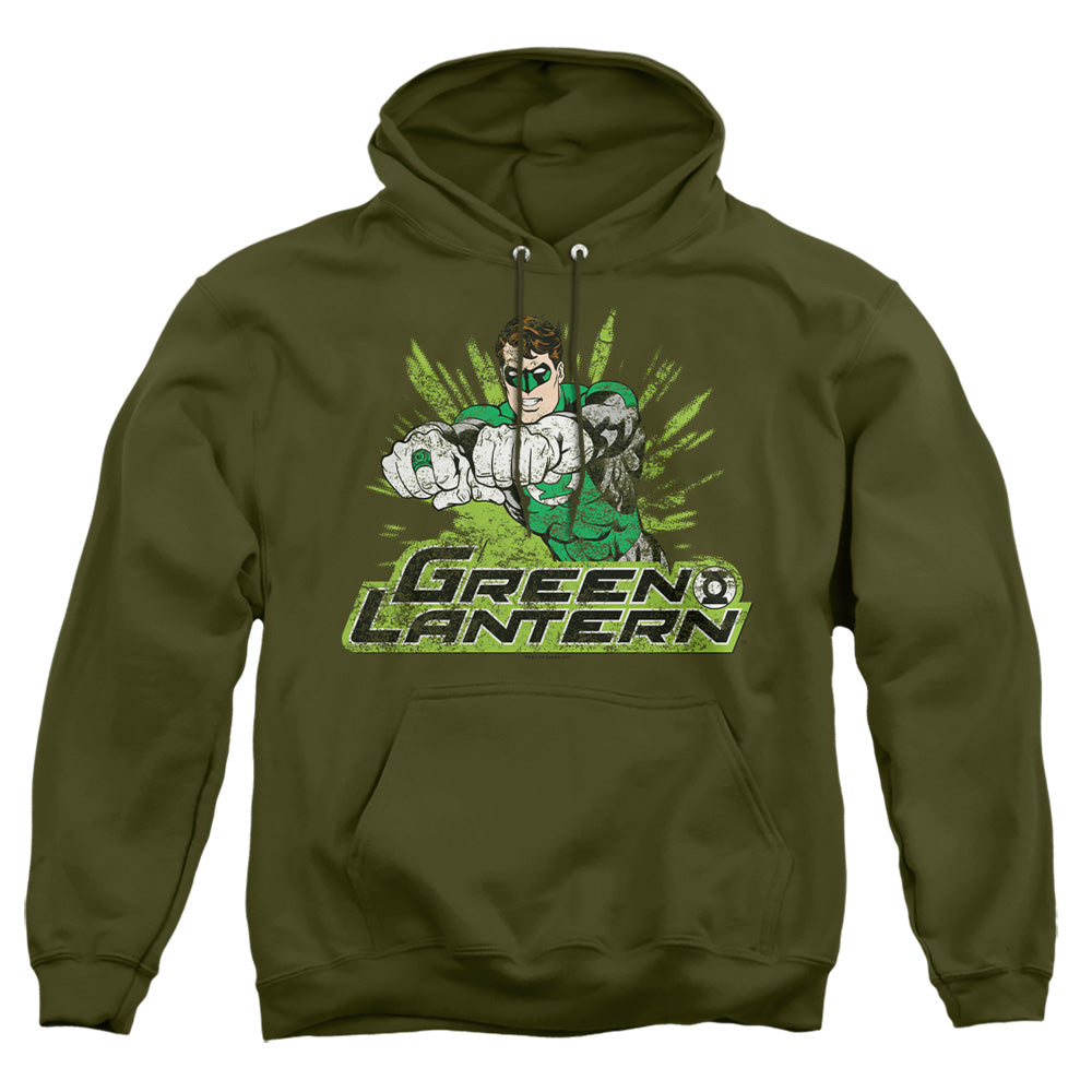 Justice League Of America Gl Rough Distress Mens Hoodie Military Green