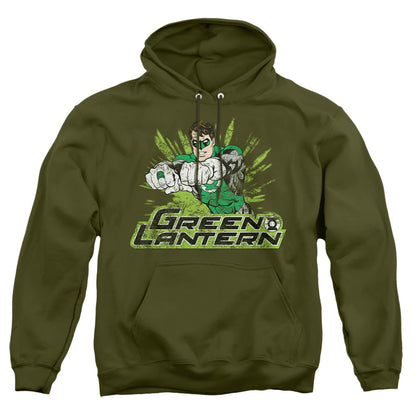 Justice League Of America Gl Rough Distress Mens Hoodie Military Green