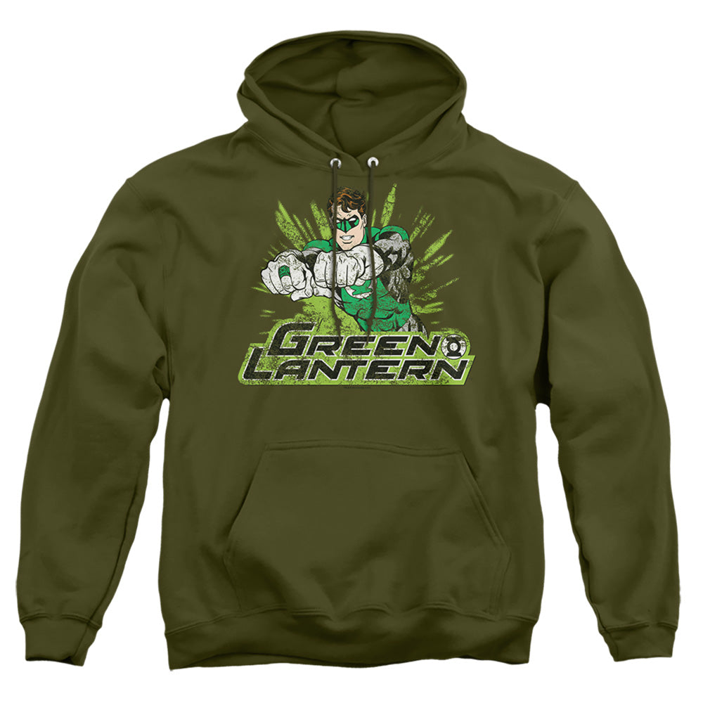 Justice League Of America Gl Rough Distress Mens Hoodie Military Green