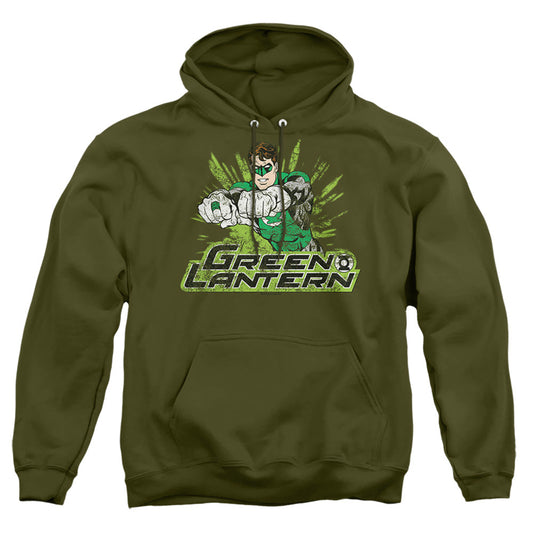 Justice League Of America Gl Rough Distress Mens Hoodie Military Green