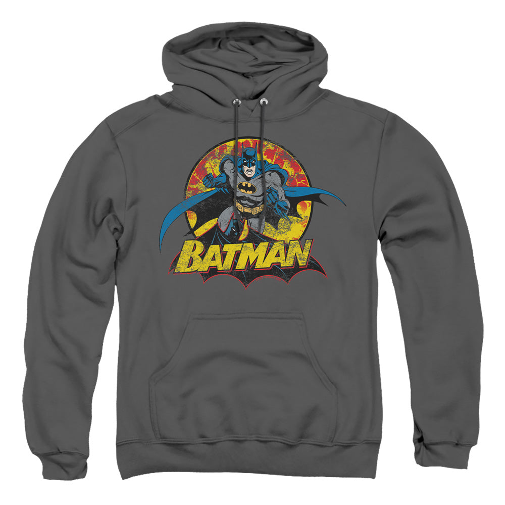 Justice League Of America Batman Rough Distress Mens Hoodie Charcoal