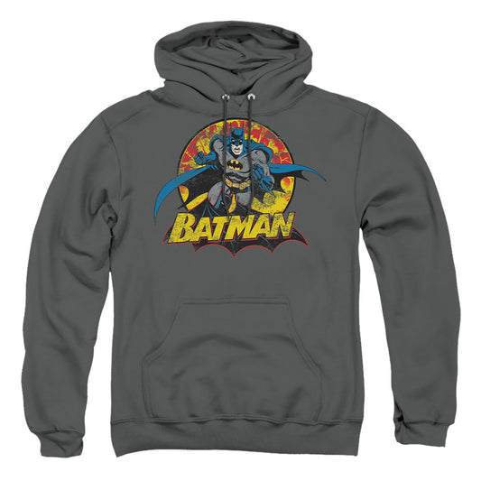 Justice League Of America Batman Rough Distress Mens Hoodie Charcoal