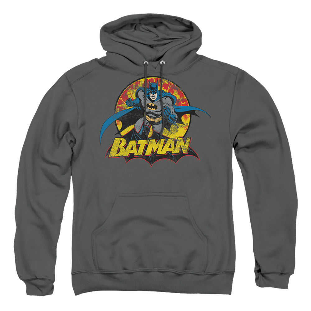 Justice League Of America Batman Rough Distress Mens Hoodie Charcoal