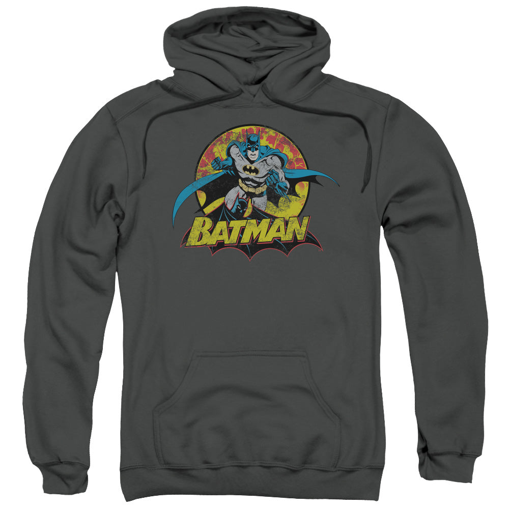 Justice League Batman Rough Distress Mens Hoodie Charcoal