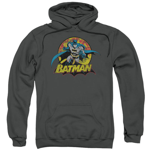 Justice League Batman Rough Distress Mens Hoodie Charcoal