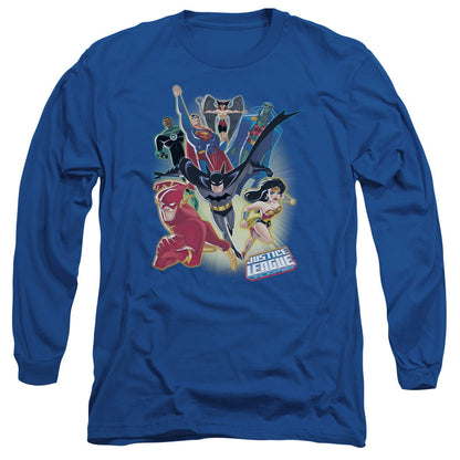 Justice League Of America Unlimited Mens Long Sleeve Shirt Royal Blue