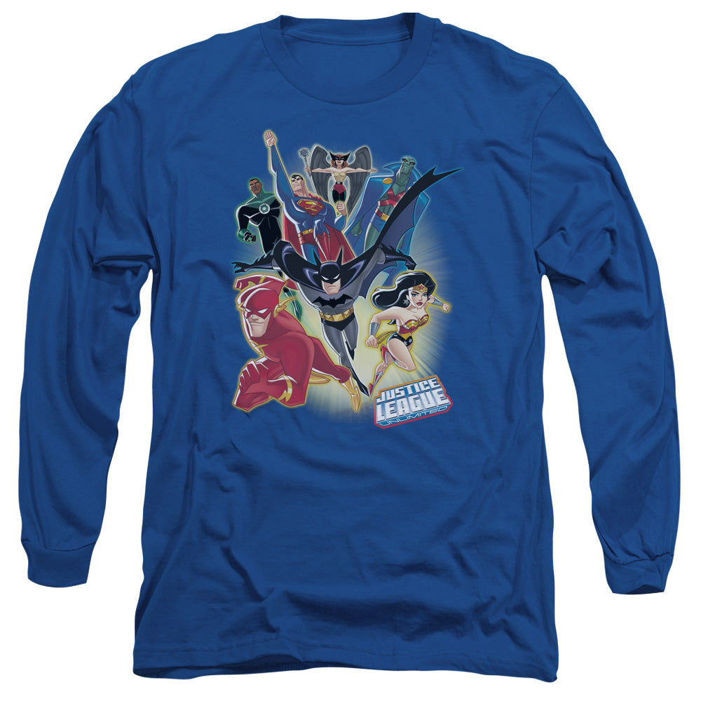 Justice League Of America Unlimited Mens Long Sleeve Shirt Royal Blue