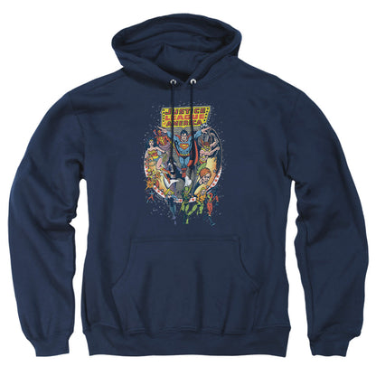 Justice League Of America Star Group Mens Hoodie Navy