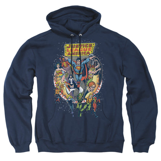 Justice League Of America Star Group Mens Hoodie Navy