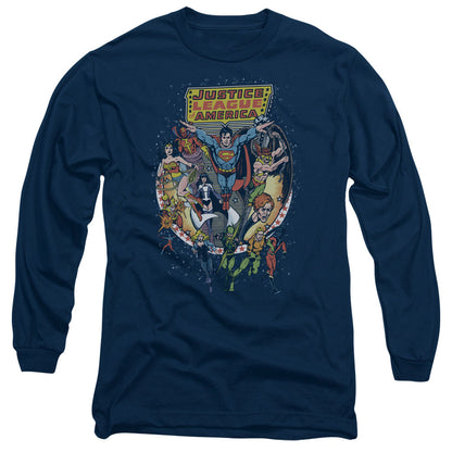 Jla Star Group Mens Long Sleeve Shirt Navy Officially Licensed