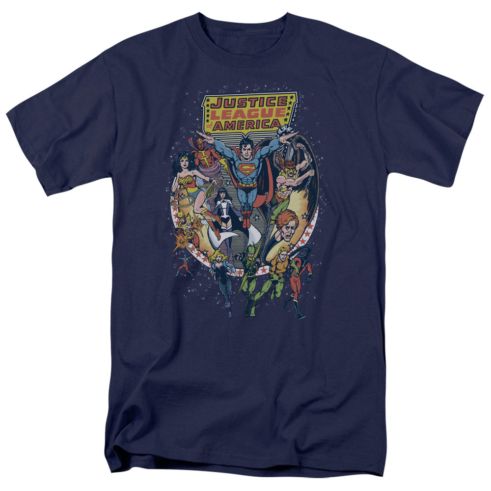 Justice League Star Group Mens T Shirt Navy Blue
